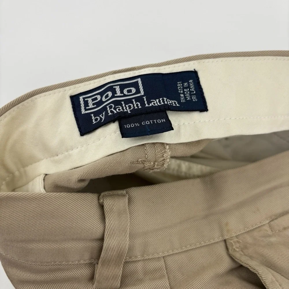 Polo Ralph‎ Lauren Pants Mens 33x32 Khaki Beige Chino Straight Leg Pleated Front